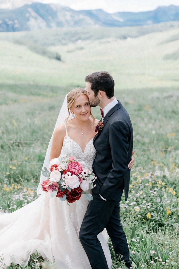 Couple in a meadow at golden light